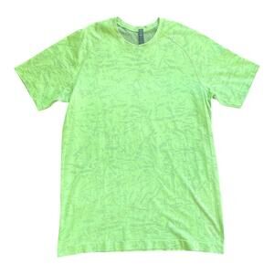Lululemon Metal Vent Tech SS 2.0 Lime Green Men's Size Medium Shirt Block Floral